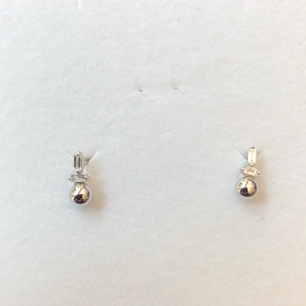 Dana Rebecca baguette diamond sterling silver ball studs